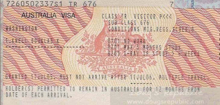 australia tourist visa 590